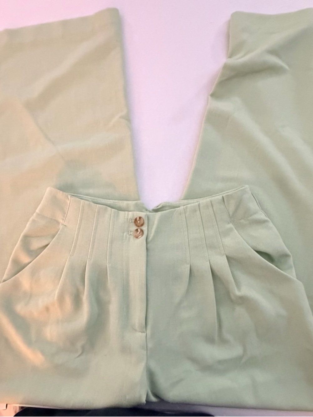 Maeve Classic High-Waist Wide-Leg Pants in Bright Pistachio Size 8 - Picture 9 of 11